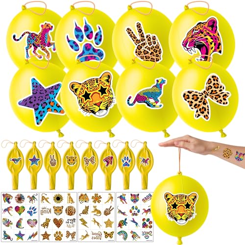 Cheetah Party Favors Pack - 24 Punch Balloons & 48 Tattoos