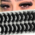 Mink Lashes Fluffy 25mm Thick Big Strip Lashes Pack Faux Mink Long False Eyelashes Volume Wispy Cat Eye D Curl Dramatic Eyelashes
