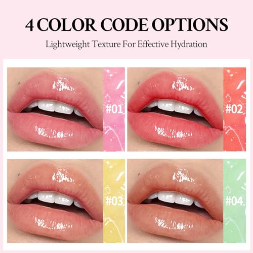 Crystal Jelly Fruit Lip Oil Set - 4 Pack Hydrating Lip Gloss