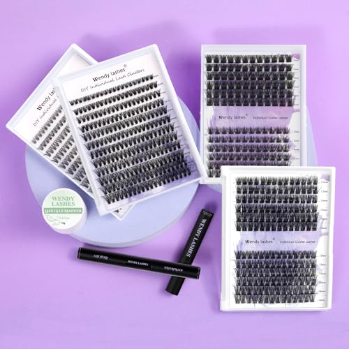 WENDY Lashes Clusters D Curl Lash Clusters 40D DIY Eyelash Clusters 8-16mm Cluster Eyelash Extensions Black Cluster Lashes Wispy Soft Individual Lashes Reusable At Home(40D-D,8-16mm Mixed)