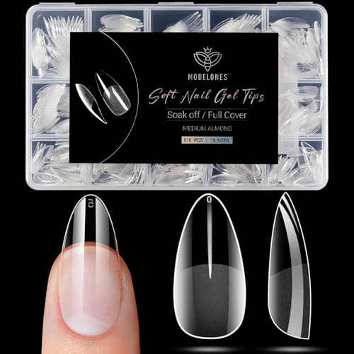 Modelones Almond Nail Tips - 510Pcs Medium Gel Half Matte