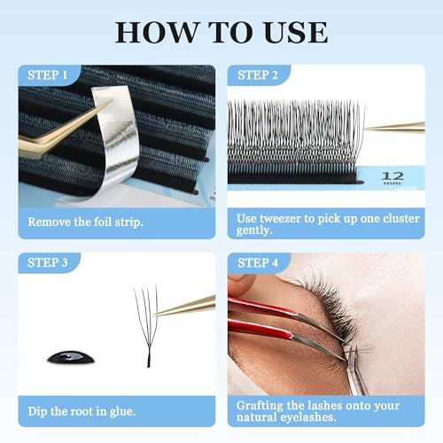 4D U Eyelash Extensions 0.07D 9-13mm Mix Professional Salon
