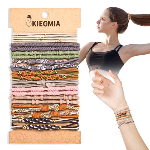 KIEGMIA 20 PCS Boho Hair Accessories: 10 Styles Bracelet Hair Ties for Thin and Thick Hair, No Damage Elastics, Cute Bands for Women and Girls, Ponytail Holders