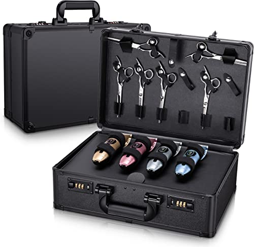 Noverlife Large Barber Carrying Case with Code Lock, Hairdresser Tool Box Organizer Traveling Case, Portable Travel Barber Suitcase for Hair Stylist Pet Groomer Beauty Salon Makeup Artist