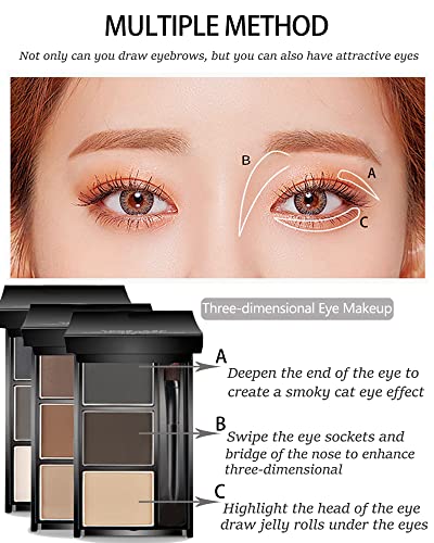 3-Color Eyebrow Powder Palette Kit with Brush & Mirror