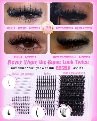 Wispy Lash Clusters 100D Mink Eyelash Extensions - 380PCS DIY