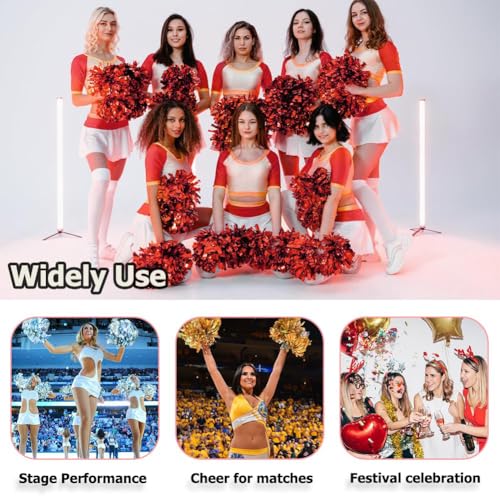 Hooshing Gold Pom Poms with Baton Handles - 2 Pack Cheerleading Poms (14in)