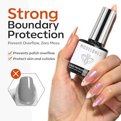 modelones Gel Polish Liquid Latex for Nails, 15 ml Peel Off Nail Polish Barrier with Stick, Fast Dry Cuticle Guard, Skin Protector for Fingers