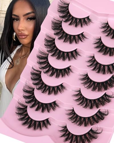 JIMIRE Mink Lashes 16MM Cat Eye D-Curly 7 Pairs Pack