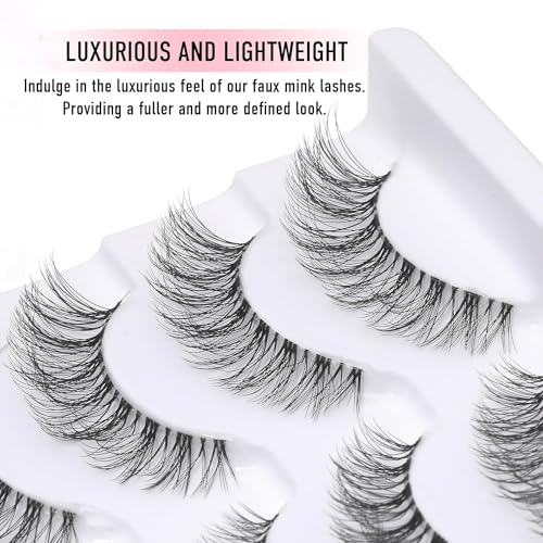 Natural Strip Lashes Clear Band 8-15mm Cat Eye D Curl