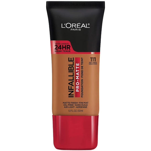 L'Oreal Paris Cosmetics Makeup Infallible Pro-Matte Liquid Longwear Foundation, Soft Sable, 1 fl oz