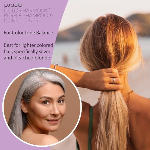 PURA D'OR Purple Shampoo 16oz for Blonde & Color-Treated Hair
