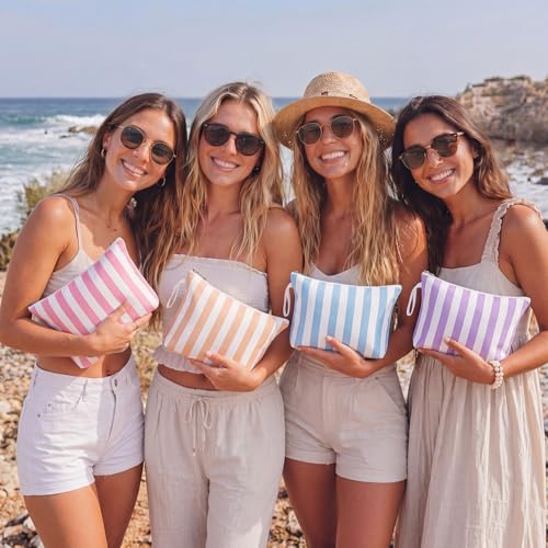 Reginary 12-Piece Pastel Striped Makeup Bags Set