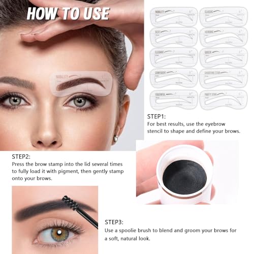 Eyebrow Stamp Kit with 10 Stencils & 5 Colors