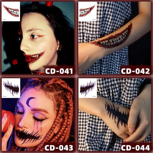 16 Sheet Halloween Temporary Tattoos - 3x3.2in Creepy Designs