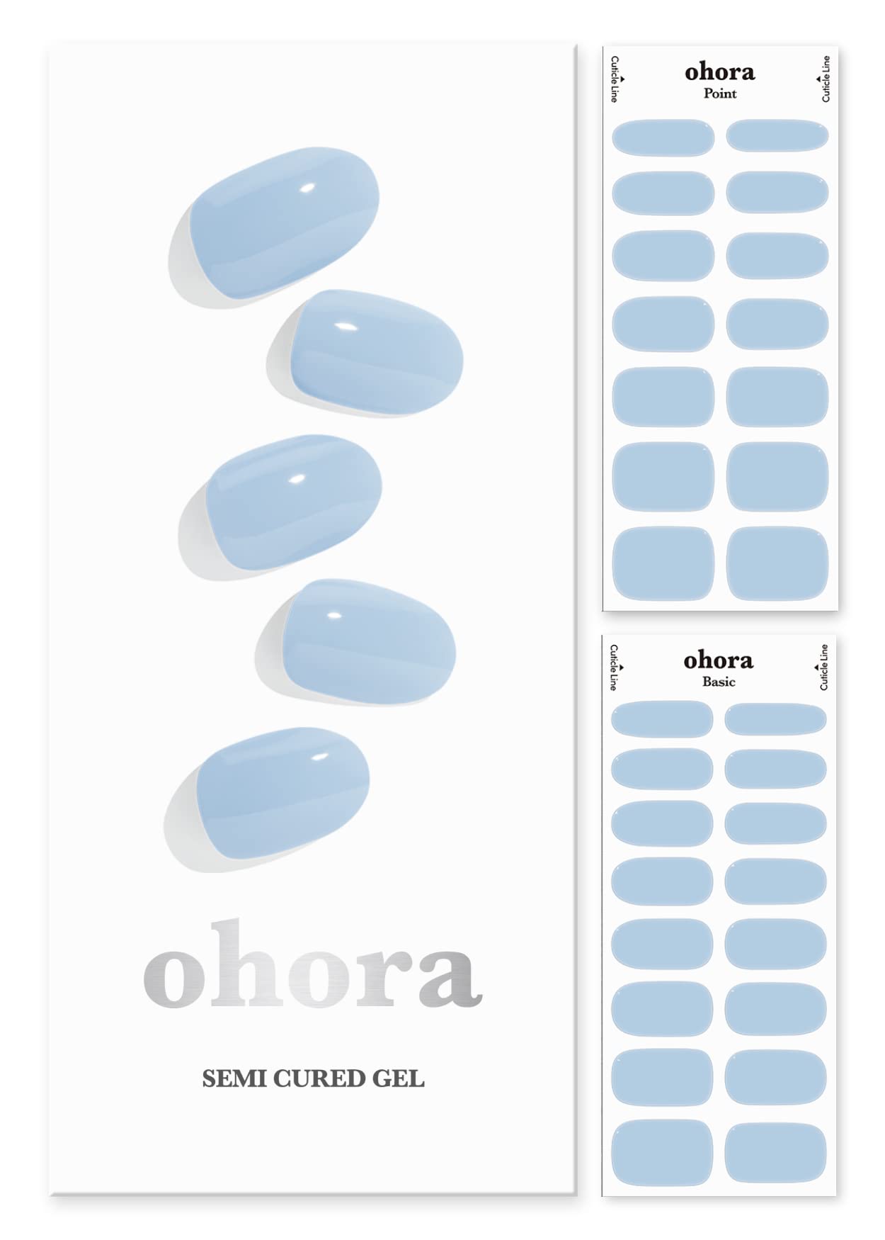 ohora Semi Cured Gel Nail Set of 3 (Pro Easy Peel Remover & N Cream Sky & N Cream Cloud) - Professional Salon-Quality Nail Care