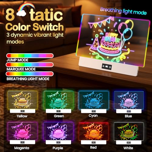 TAEMVV 16-Inch LED Drawing Board for Kids - 8 Colors, 3 Modes