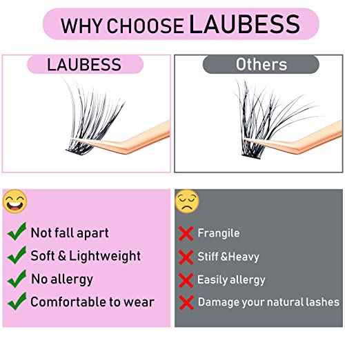 Cluster Lashes 240pcs 40D DIY Eyelash Extension D Curl Long Individual Lashes Mixed Tray Faux Mink Lash Clusters Extensions 0.07 0.10 Black (40D-0.07D-9-16mm)