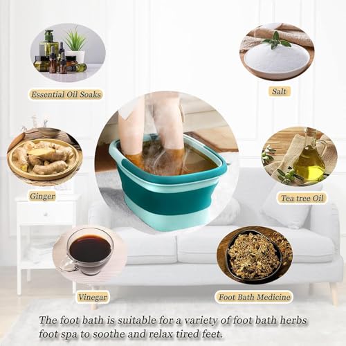 Collapsible Foot Spa Bath Massager with Acupoint Massage - Green