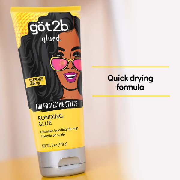 Got2b Glued Bonding Glue, For Protective styles, Gentle on Scalp, Wig Glue 6 oz