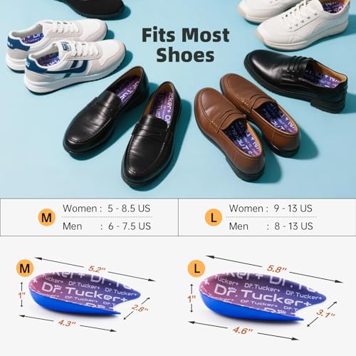 DR.TUCKER+ Heel Pads for Shoes, Heel Cup Pain Relief, Blue, L (Women 9-13/Men 8-13)