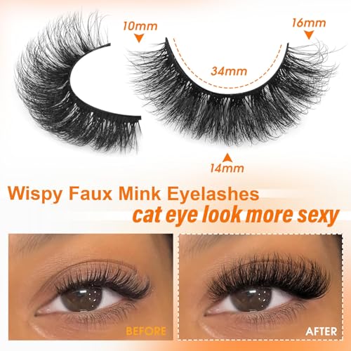 6D Russian Cat Eye Lashes - 20 Pairs Faux Mink Wispy
