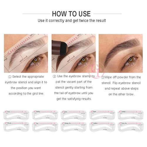 Eyebrow Stencil Template Kit - 10 Reusable Silicone Shapes