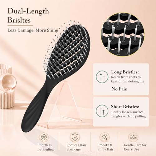 Elfirly Curved Vented Detangler Brush 2-Pack for Fine Hair