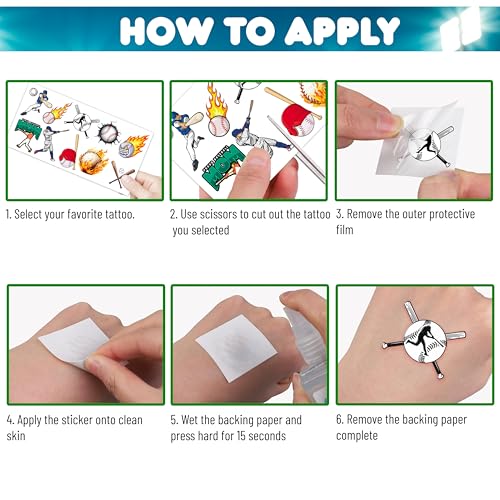 96 PCS Baseball Temporary Tattoos ? Sports Theme Birthday Party Favors & Decorations, Fun Baseball Stickers for Boys Girls Kids, School Classroom Gifts & Rewards