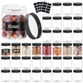 36-Pack 8oz Clear Plastic Jars with Screw Lids & Labels