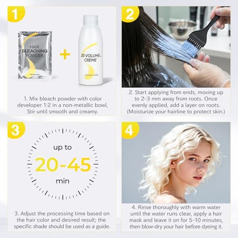 20 Volume Hair Bleach Developer - Non-Damaging Cream Peroxide 3.5 Fl Oz