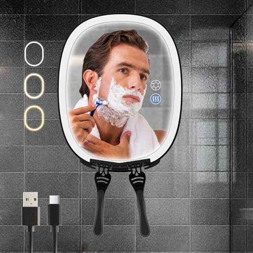 Fogless Heated Shower Mirror with LED Lights & 5000mAh Battery