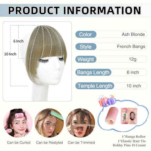 Clip In Bangs Real Human Hair - Ash Blonde French Bangs