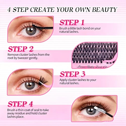 Manga Lash Clusters kit 800 PCS Fluffy Volume Lash Clusters Natural Eyelash Extensions Kit Wispy 9-16mm Individual Lash Extensions Beginner friendly At Home Lash Extensions