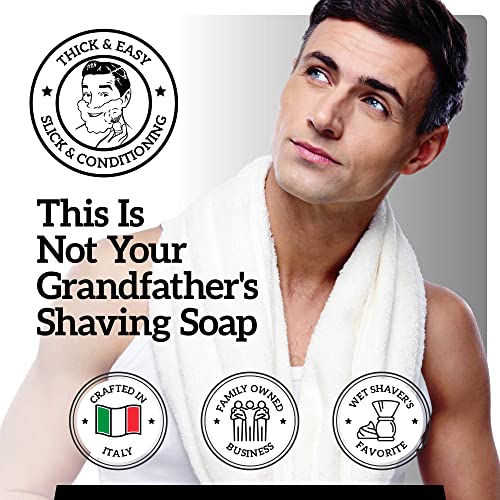 Mr. Fine 21C Men¡¯s Shaving Soap, Builds Thick & Easy Lather, Protects From Razor Burn & Irritation, No Artificial Colors, Made In Italy, 5oz. (150ml), L'Orange Noir