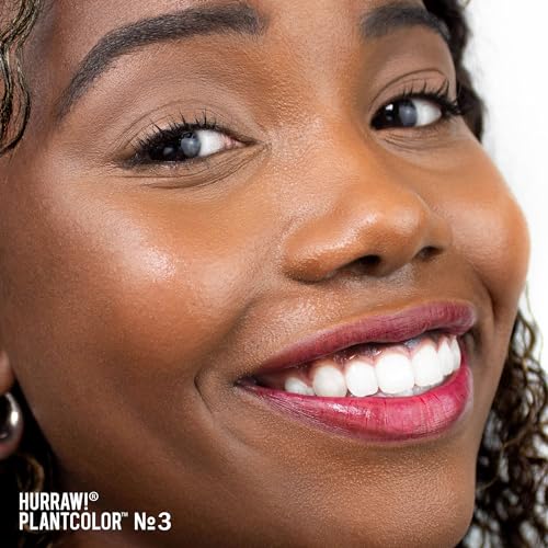 Hurraw! Plantcolor Lip Color No. 3: Pink/Purple shade. Highly pigmented tinted balm and lipstick alternative. Vegan and all-natural. Easy application. Buildable. First of its kind. Made in USA