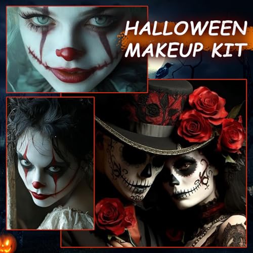 White Black Red Oil Face Paint Set with 3 Brushes