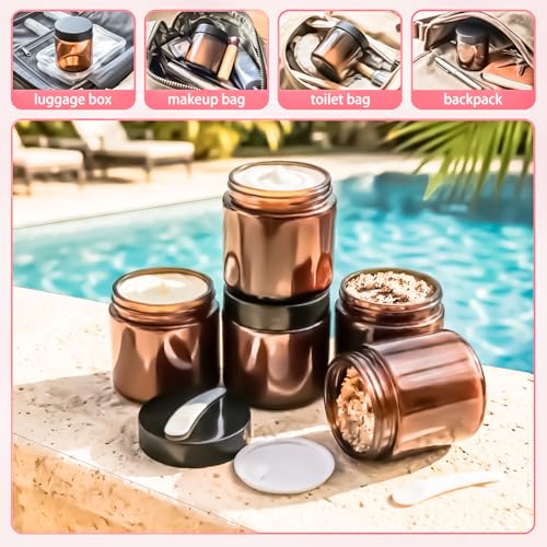 5 Pack 4oz Amber Glass Jars with Lids & Spatulas