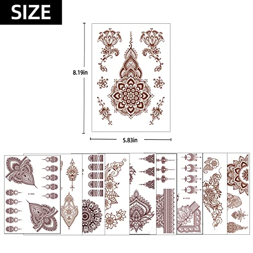 Henna Temporary Tattoo Stickers - 10 Pack Lace Designs