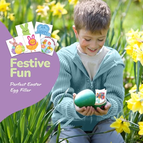 ArtCreativity 144 Pcs Glow in The Dark Easter Temporary Tattoos for Kids - 144 Pack Tattoos in 12 Festive Designs - Glow in The Dark Easter Basket Stuffers and Egg Fillers for Kids