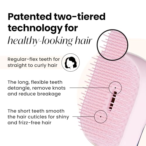 Tangle Teezer | The Compact Styler Detangling Hairbrush | Travel-Friendly with Protective Cover & Two-Tiered Teeth Design | Perfect for Wet, Dry & Flyaway Hair | Pearlescent Matte Chrome