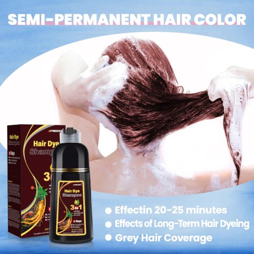 IIIMEIDU Burgundy Hair Dye Shampoo 3 in 1 for Gray Hair - Nourishing & Long-Lasting