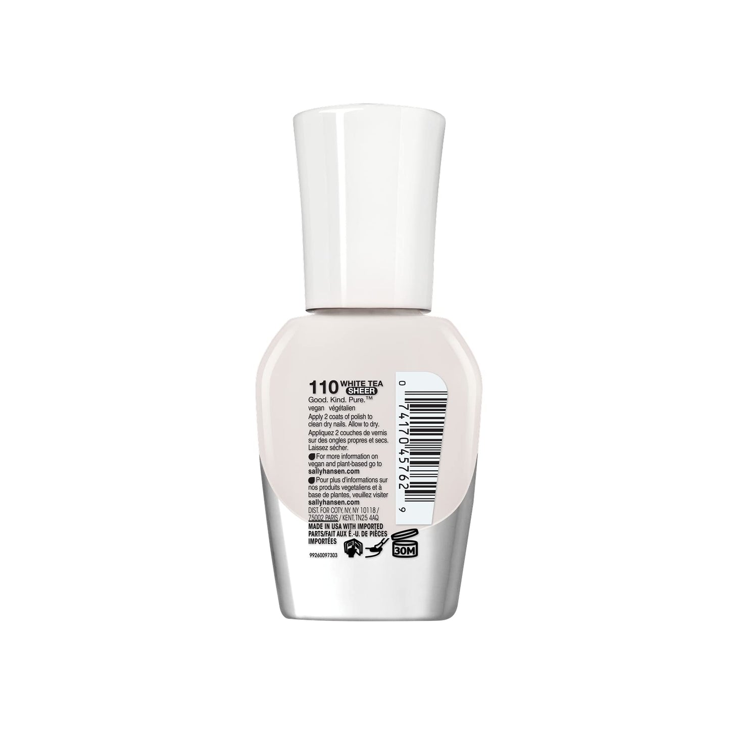 Sally Hansen Good, Kind, Pure Vegan Nail Colour, White Tea, 0.33 Fl Oz, Packaging May Vary (Pack of 2)