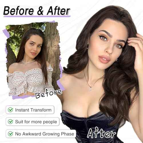 MORICA Dark Brown Wigs for Women 18 Inch Middle Part Medium Length Short Curly Wavy Wigs,Natural Synthetic Hair Womens Wigs for Daily Party/Halloween Use£¨18inch£¬Dark Brown£©