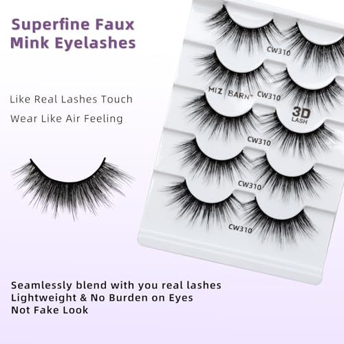 Miz Barn 3D Cashmere False Eyelashes - 5 Pairs Pack