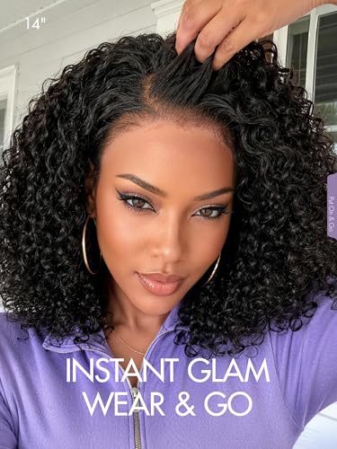 12 Inch LUVME Wet and Wavy Water Wave Short Curly Bob Wig with 5x5 Lace Closure, Side Part, Human Hair