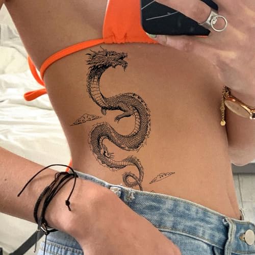 Semi Permanent Dragon Tattoo Stickers - 2 Sheets, 7-15 Days
