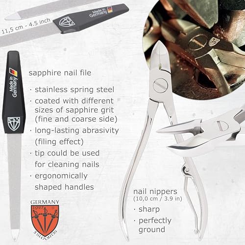 3 Swords Germany - brand quality 7 piece manicure pedicure grooming kit set for professional finger & toe nail care scissors clipper fashion leather case in gift box, Made by 3 Swords Germany (6301)