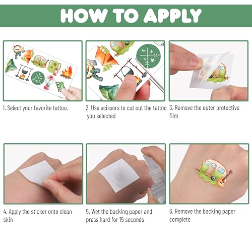 Camper Temporary Tattoos - 100 PCS (10 Sheets) 1st Birthday Party Favors