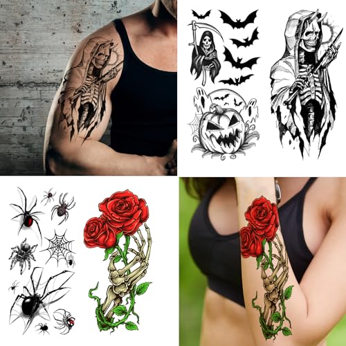 52 Sheet Halloween Temporary Tattoos for Kids & Adults - 200+ Designs